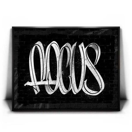 Focus - Calligraphy - Black and White Canvas