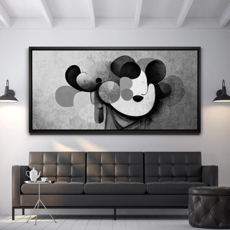 Abstract Mickey - Black and White Canvas
