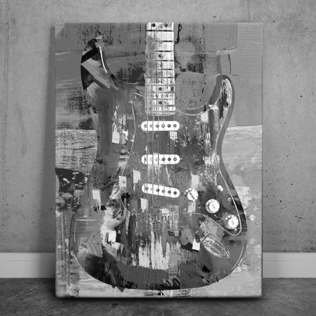 Painted Stratocaster Guitar - Black and White Canvas